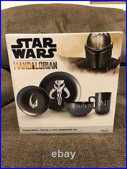 Star Wars The Mandalorian 8-Piece Limited Edition Stoneware Dinnerware Set NEW