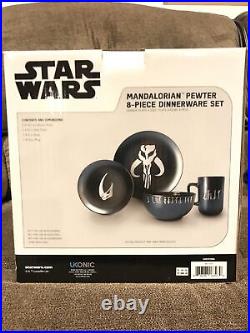 Star Wars The Mandalorian 8-Piece Limited Edition Stoneware Dinnerware Set NEW