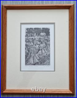Sue Scullard Wood Engraving Harvest At Lark Rise Framed Signed Limited Edition