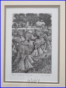 Sue Scullard Wood Engraving Harvest At Lark Rise Framed Signed Limited Edition