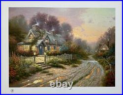 Thomas Kinkade TEACUP COTTAGE Hand Signed Limited Edition Lithograph 18 x 24