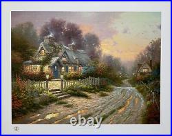 Thomas Kinkade TEACUP COTTAGE Hand Signed Limited Edition Lithograph 18 x 24