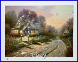Thomas Kinkade TEACUP COTTAGE Hand Signed Limited Edition Lithograph 18 x 24