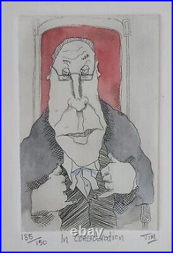 Tim Bulmer Framed & Signed Limited Edition Etching'In Consideration' Caricature