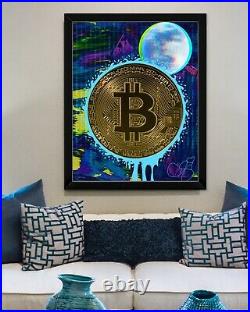 To The Moon Limited Edition Bit coin Poster Art Signed and Numbered 18x24