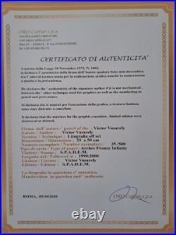 Victor Vasarely Signed Four Spheres Certificate