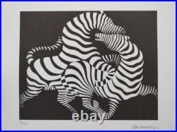 Victor Vasarely Signed Playful Zebras Certificate