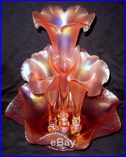 Vintage Fenton Velva Rose Stretch Glass 5-Piece Epergne -75th Anniversary (1980)