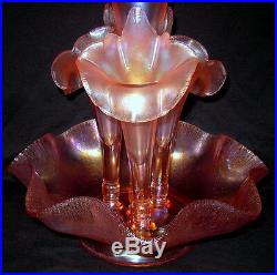 Vintage Fenton Velva Rose Stretch Glass 5-Piece Epergne -75th Anniversary (1980)