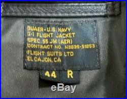 Vintage Navy G1 Flight Jacket Patch Size 44R Flight Suits Ltd. Fighter Pilot