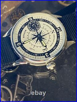 Vintage Watch Molniya Mechanical Wrist Compass Men's Russian Soviet USSR Strap