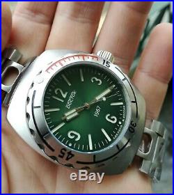 Vostok Amphibia 1967 Green face Diver Watch Rare 200m Limited Edition 500 pieces