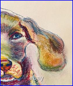 Weimaraner Puppy Dog, 10x12, Watercolor Pastel Painting Print Frame, Signed Art