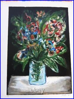 Yosl Bergner Flowers- LITHOGRAH limited edition signed Jewish Art