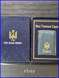 Zippo Peace Blue Titanium Limited Edition Piece 1995 Made Gold Stamped Dead Stoc