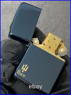 Zippo Peace Blue Titanium Limited Edition Piece Rare Model Made in 2007 Gold I